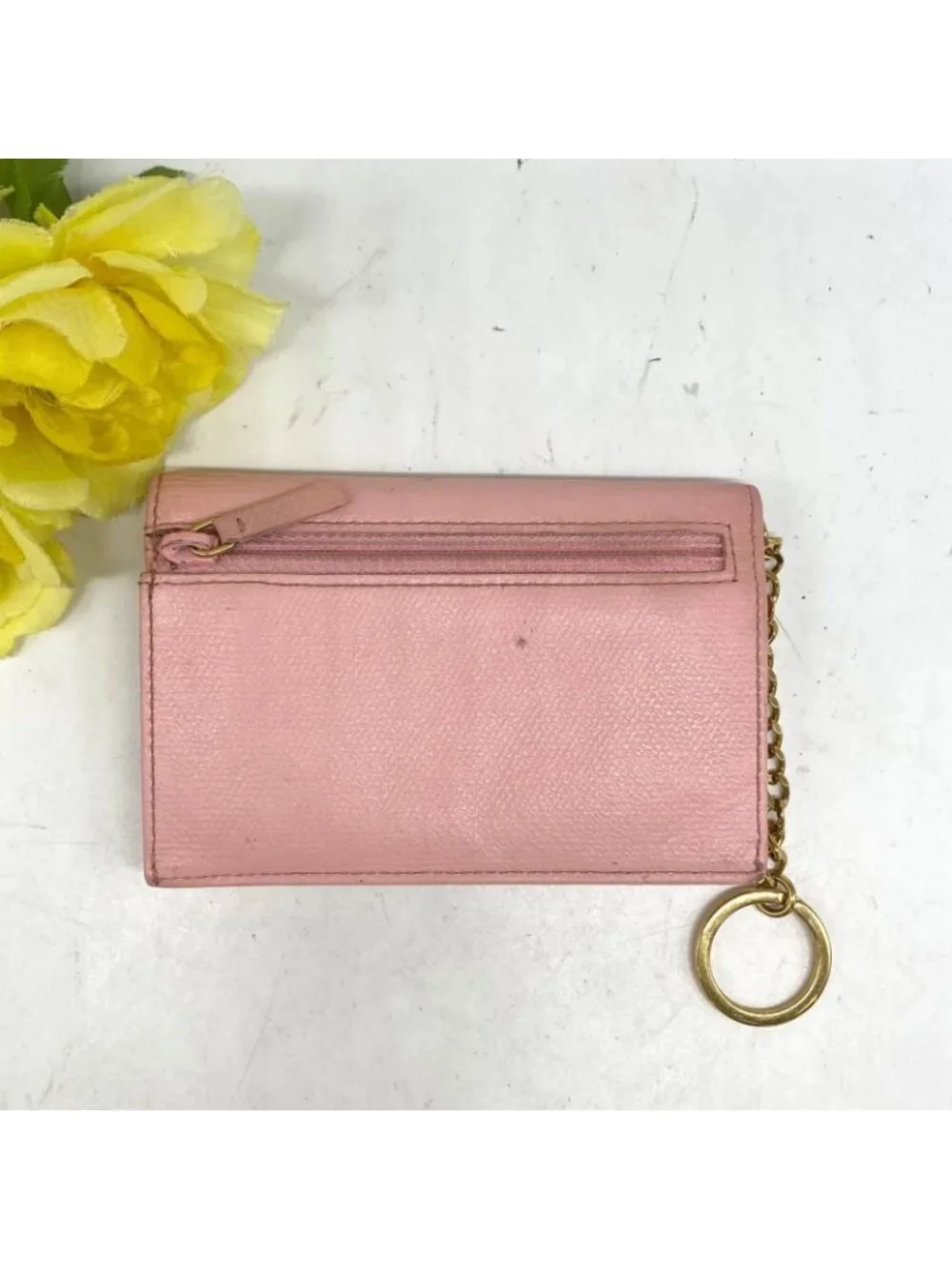 Chanel Card Case Fixed Era Fragment Key Ring Coco Button Pink